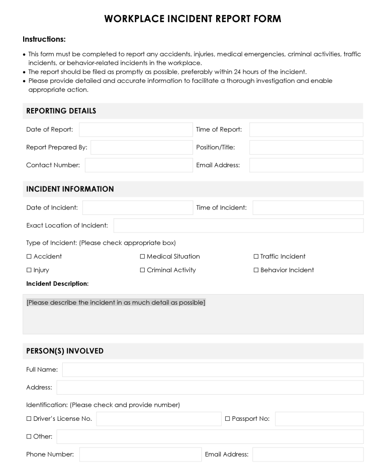 Workplace Incident Report Template - Free 2026 Accuracy and Accountability
