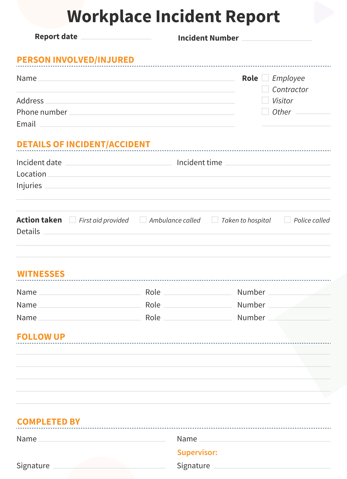 workplace incident report template, workplace incident report form template, workplace violence incident report template, workplace injury incident report template, workplace accident incident report template, incident at work report template, worksafe incident report template, incident report injury at work template, workcover incident report template, free printable incident reports