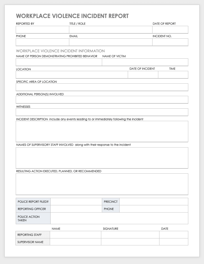 Workplace Violence Incident Report Template (2nd Free Fillable Form) workplace incident report template, workplace incident report form template, workplace violence incident report template, workplace injury incident report template, workplace accident incident report template, incident at work report template, worksafe incident report template, incident report injury at work template, workcover incident report template, free printable incident reports