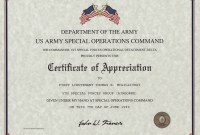 Army Certificate of Appreciation Template (2nd Best Military Design)