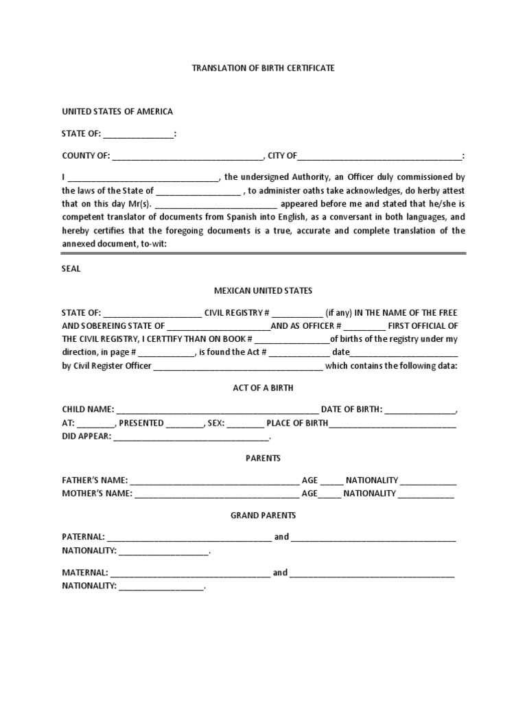 Certificate of Birth Translation Template (2nd Free Word Format) birth certificate template, birth certificate translation template, certificate of birth translation template, birth certificate blank template, birth certificate affidavit template, birth certificate california template, certificate of birth template, certificate of live birth template, printable birth certificate