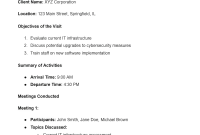 Consultant Site Visit Report Template (2nd Best Example)