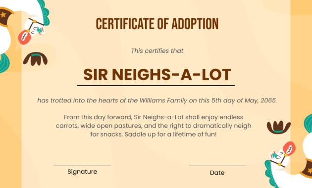 horse adoption certificate template, horse adoption contract template, unicorn adoption certificate, free printable adoption certificate template, funny horse certificate of adoption, pony adoption certificate template, pet adoption certificate template, animal adoption certificate template
