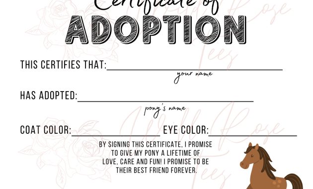 horse adoption certificate template, horse adoption contract template, unicorn adoption certificate, free printable adoption certificate template, funny horse certificate of adoption, pony adoption certificate template, pet adoption certificate template, animal adoption certificate template