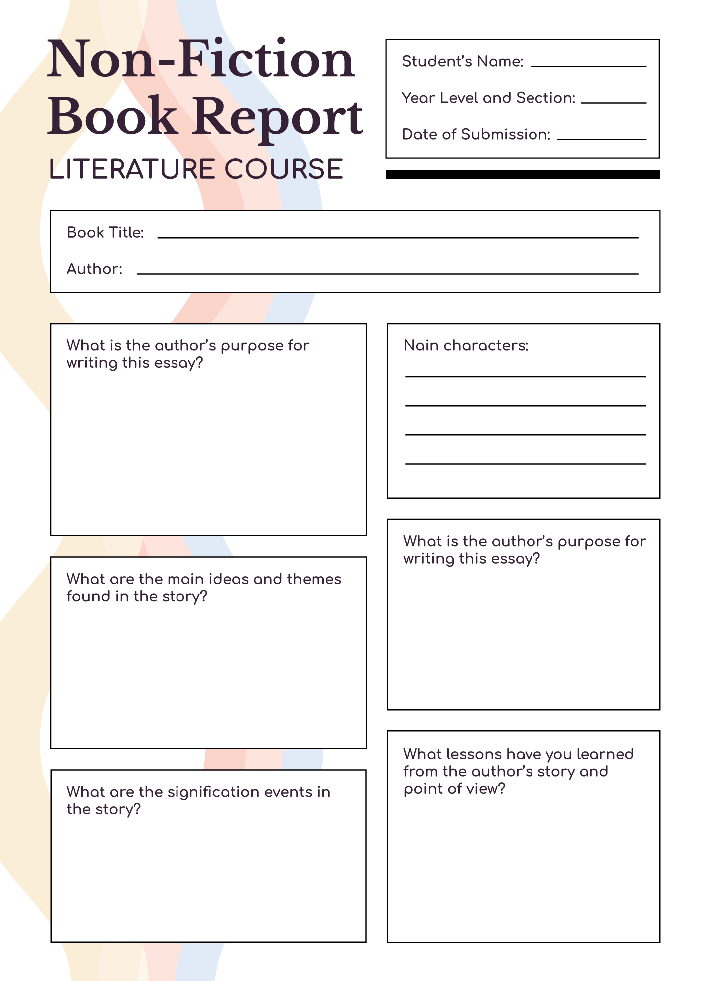 high school book report template, non fiction book report template high school, 9th grade book report template, 10th grade book report template, 11th grade book report template, high school book report format, grade school book report template, free printable book report form, free printable book report template