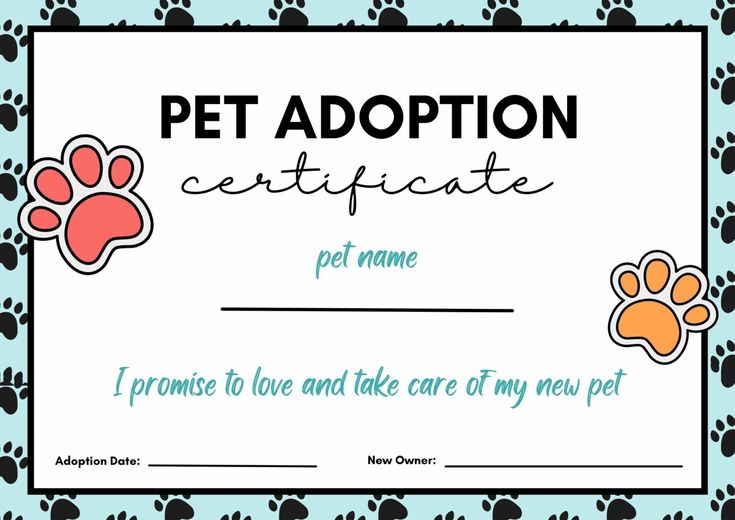 Pet Adoption Certificate Template (3rd Free Printable) animal adoption certificate template, free printable animal adoption certificate, animal adoption certificate printable, pet adoption certificate template, pet rock adoption certificate template, cat adoption certificate template, dog adoption certificate template, cat adoption certificate free printable, animal adoption form template