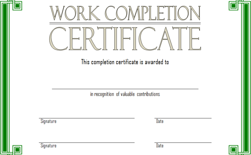 Work Completion Certificate Template (9+ Free Official & Ready-to-Use Format)