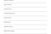 1st Grade Math Lesson Plan Template (Standard Format)