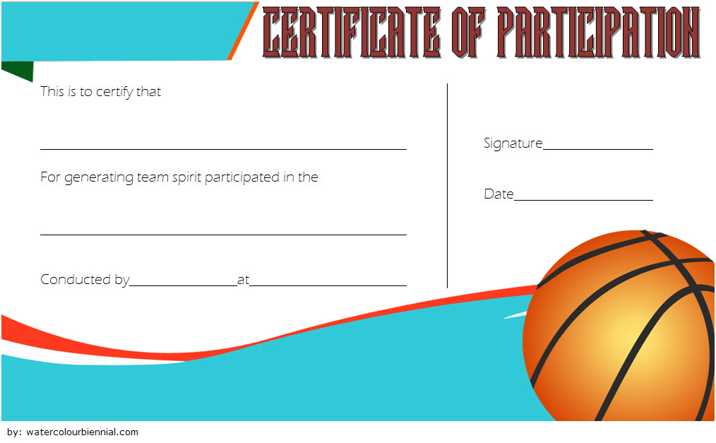 Certificate of Participation for Basketball Tournament (2nd Free Printable Template) basketball certificate of participation template, certificate of participation basketball template, certificate of participation for basketball tournament, sports certificate of participation template, certificate of participation sports template, certification of participation template