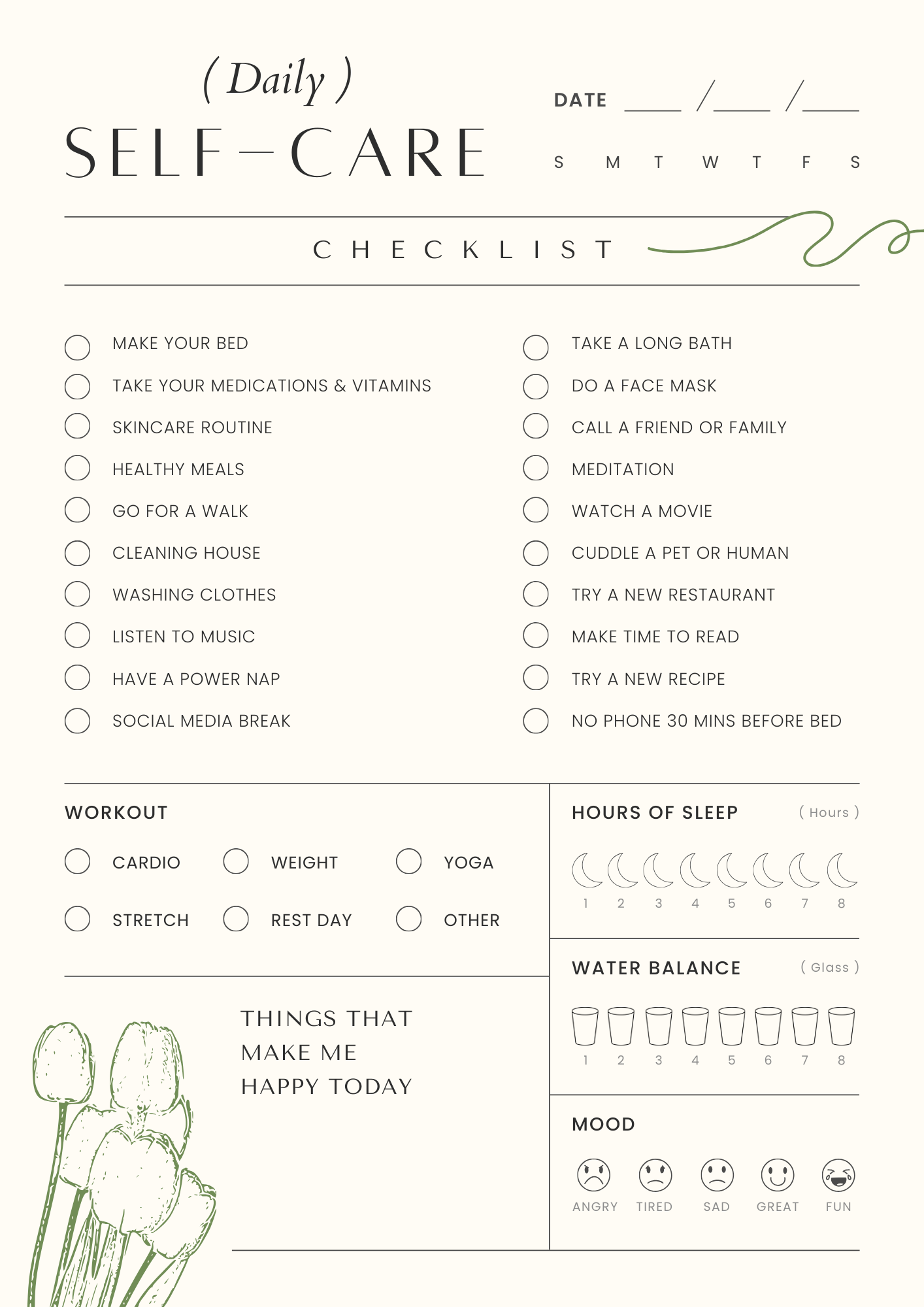 Daily Self Care Checklist (1st Free Printable Planner Template) self care plan template, self care planner template, self-care plan template, daily self care checklist, self care strategy plan template, weekly self care plan template, free printable self care plan, self care plan examples, wellness self care plan template