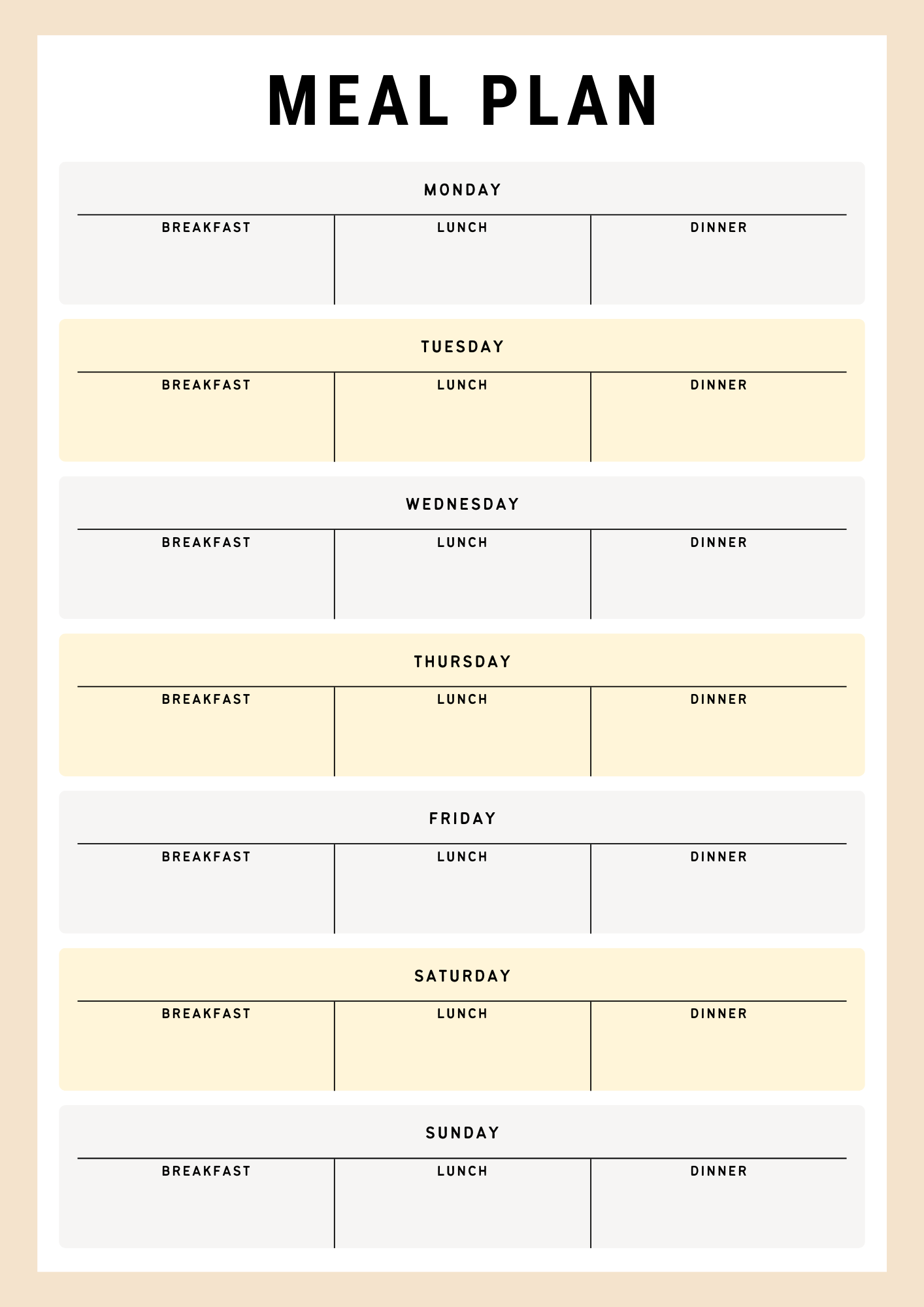 meal plan template, free meal planner template, meal planning template, meal plan and grocery list template, meal plan shopping list template, printable meal planning template, meal plan blank template