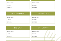 Free Meal Plan Template (2nd Weekly Layout) Free Meal Plan Template (2nd Weekly Layout)