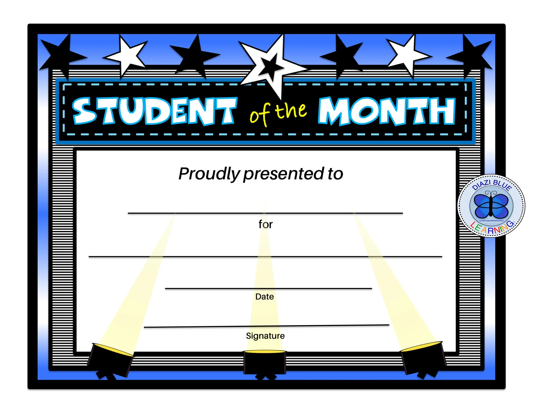 Free Printable Student of the Month Certificate (2nd Funny Design) student of the month certificate template, student of the month certificate editable free, best student of the month certificate, student of the month award certificate, printable student of the month certificate, free editable student award certificates