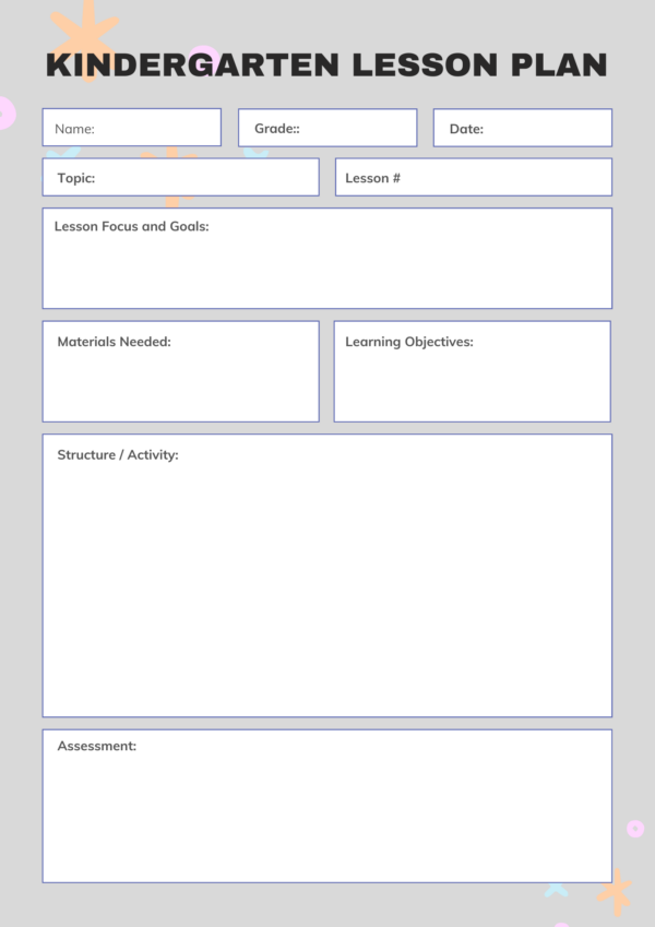 Kindergarten Lesson Plan Templates for 2026 Effective Early Childhood ...