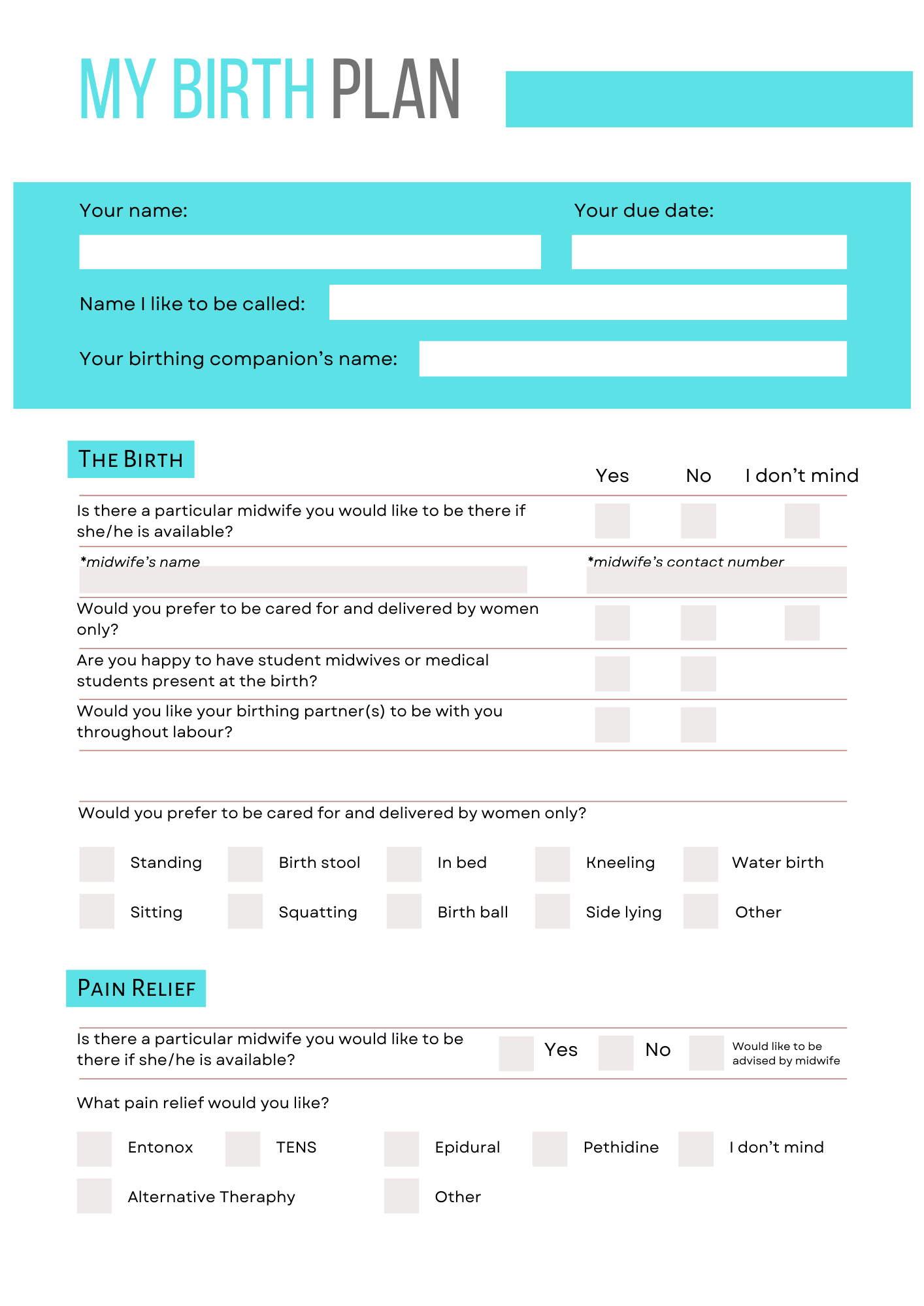 my birth plan template, my natural birth plan template, free editable birth plan template, free printable birth plan template