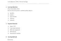 Nursing Lesson Plan Template Free Printable (1st Page)