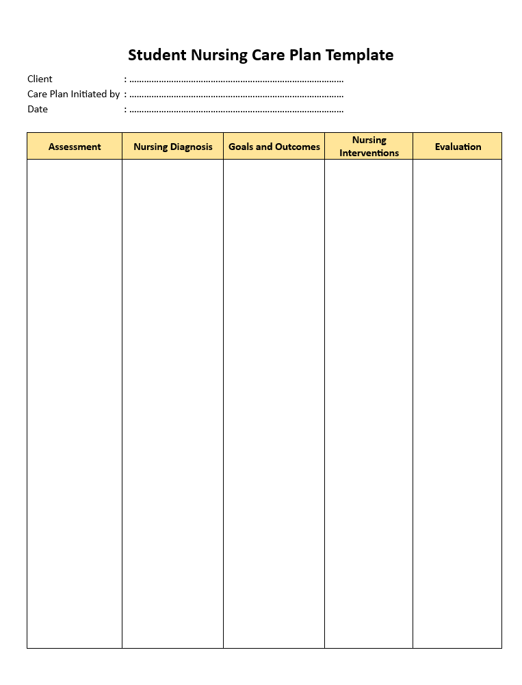 Nursing Student Care Plan Template (Portrait Format) student nursing care plan template, nursing student care plan template, ati nursing care plan template, nursing student remediation plan template, nursing teaching plan template, nursing education plan template, nursing lesson plan template, nursing teaching plan template, nurse teaching plan template, nursing patient teaching plan template