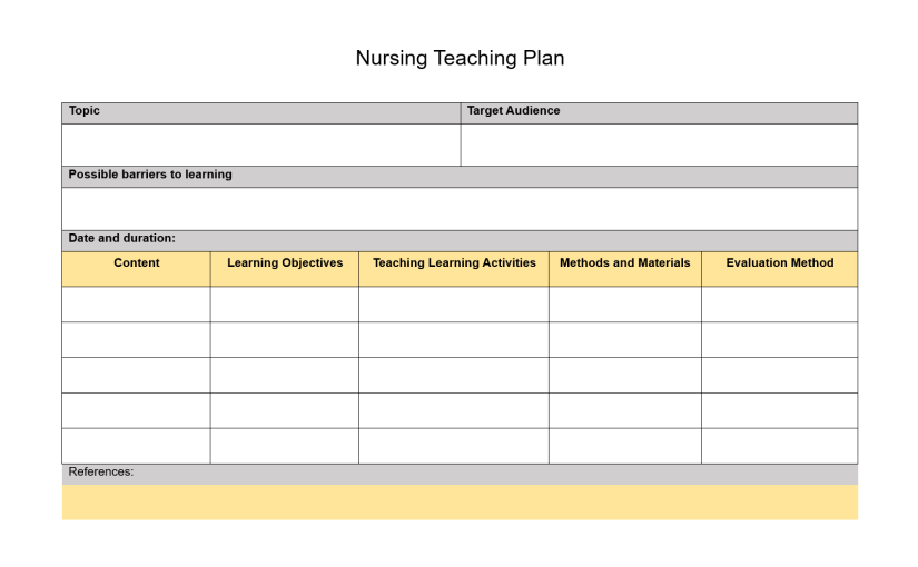 Nursing Teaching Plan Template: 6+ Free Editable & Printable Designs