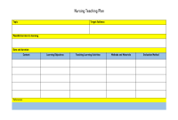 Nursing Teaching Plan Template (2nd Editable Option) Nursing Teaching Plan Template (2nd Editable Option)