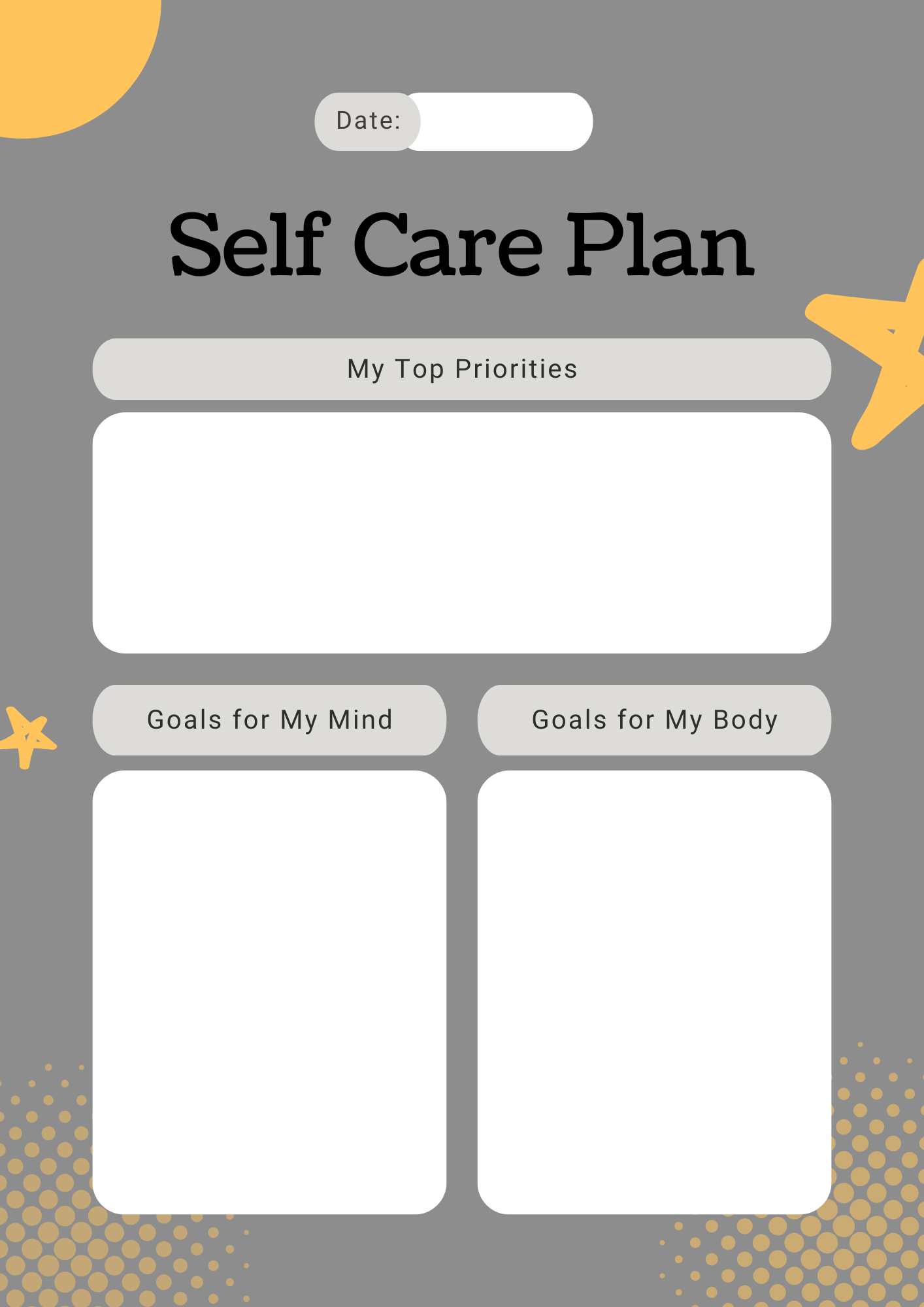 Self Care Plan Template (2nd Blank Format) self care plan template, self care planner template, self-care plan template, daily self care checklist, self care strategy plan template, weekly self care plan template, free printable self care plan, self care plan examples, wellness self care plan template