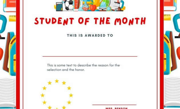 student of the month certificate template, student of the month certificate editable free, best student of the month certificate, student of the month award certificate, printable student of the month certificate, free editable student award certificates