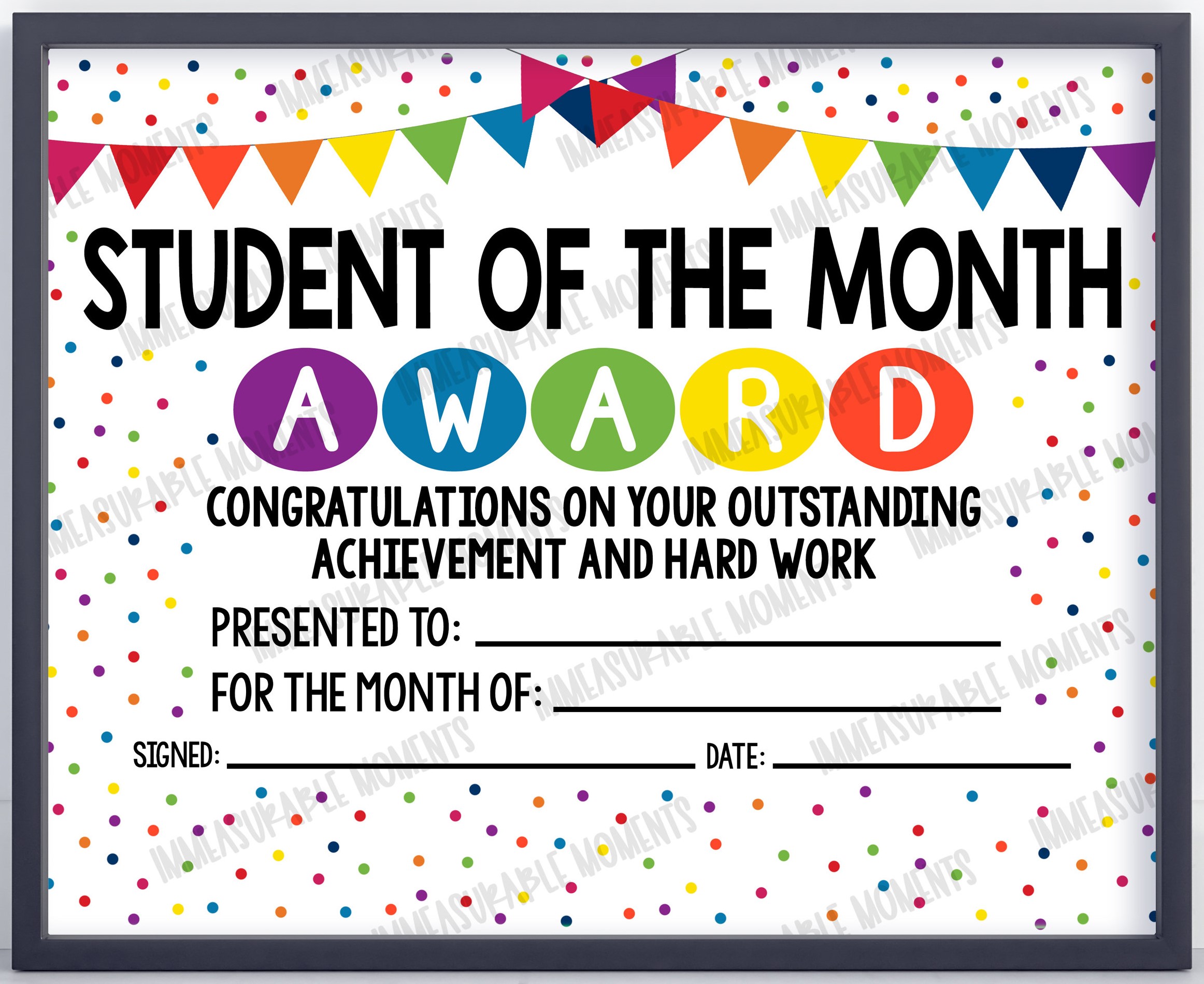 Student of the Month Award Certificate (2nd Free Printable Template) student of the month certificate template, student of the month certificate editable free, best student of the month certificate, student of the month award certificate, printable student of the month certificate, free editable student award certificates