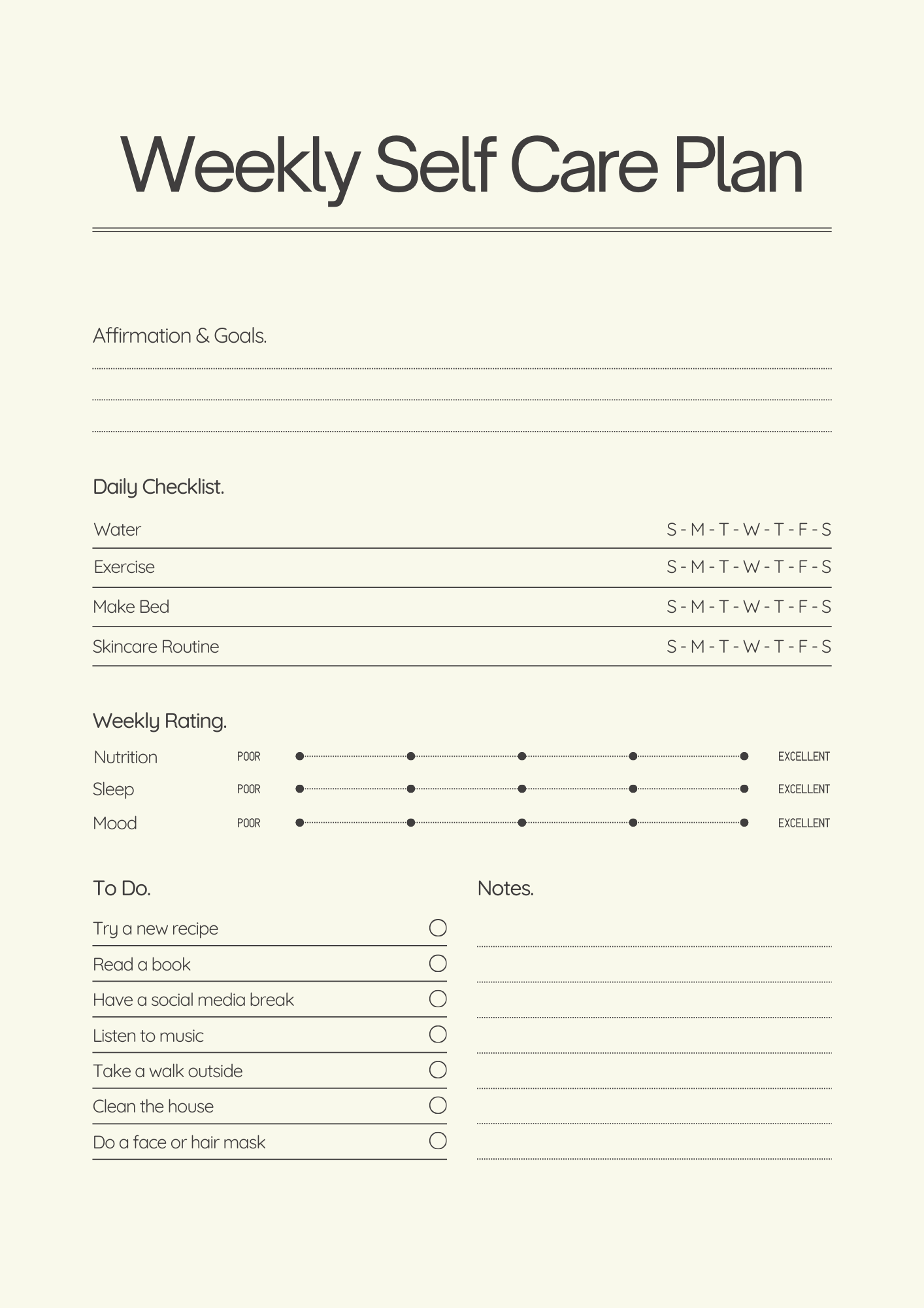 Weekly Self Care Plan Template (1st Free Detailed Design) self care plan template, self care planner template, self-care plan template, daily self care checklist, self care strategy plan template, weekly self care plan template, free printable self care plan, self care plan examples, wellness self care plan template