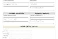 Mental Health Self Care Plan Template (Holistic Wellness Layout)