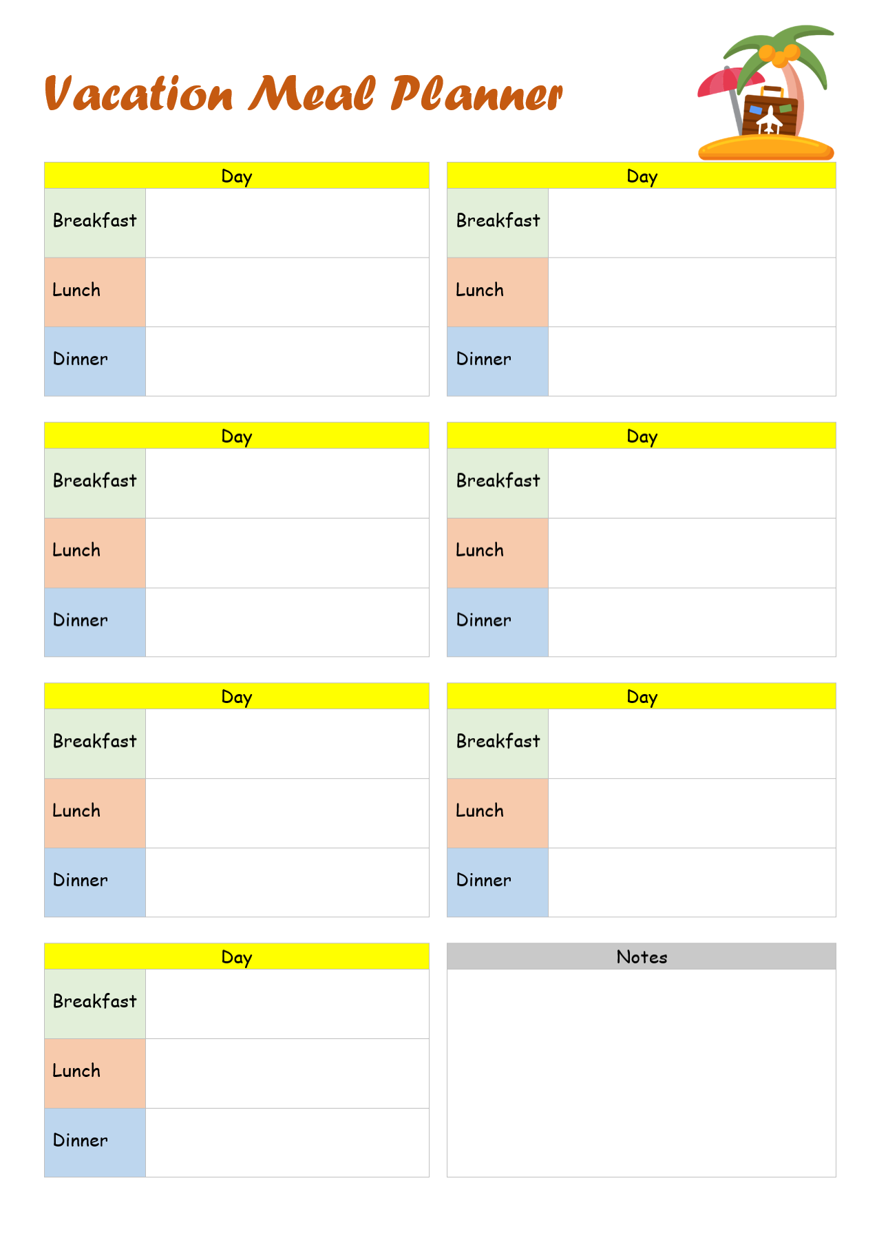 Vacation Meal Planner Template (1st Free Word Format) holiday meal planner template, holiday meal planning template, vacation meal planning template, vacation meal planner template, family vacation meal planning template, camping meal plan template, summer holiday meal plan, printable meal planning template, meal plan blank template