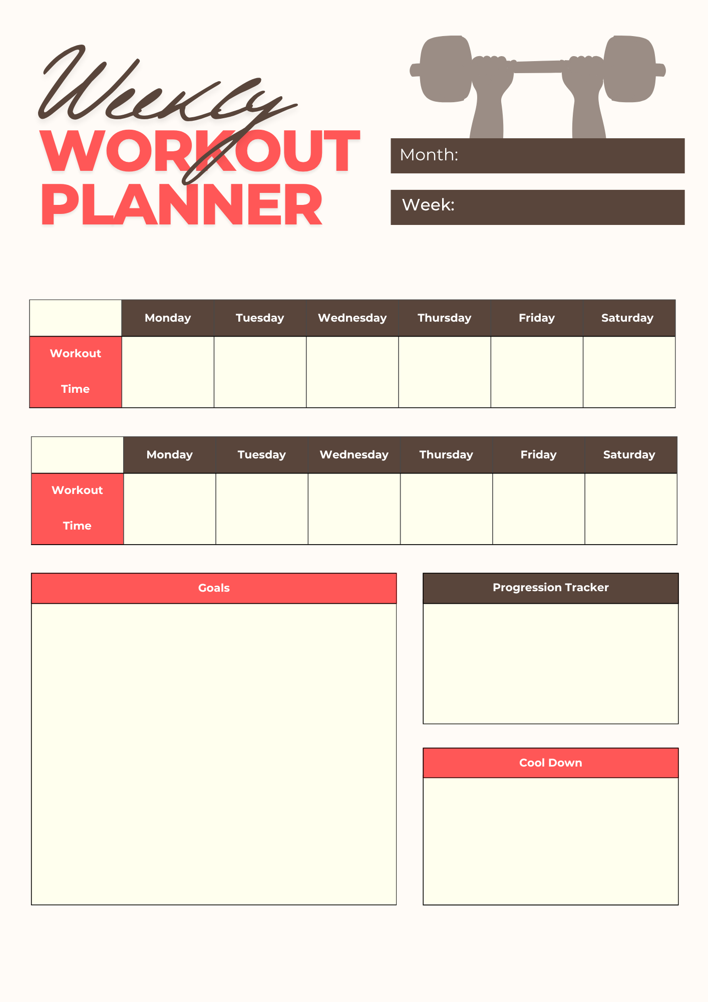 Workout Weekly Plan Template (3rd Free Extraordinary Design) workout plan template, workout planner template, workout and diet plan template, workout training plan template, workout weekly plan template, gym workout plan template, fitness workout plan template, free printable workout planner template, free printable workout schedule templates
