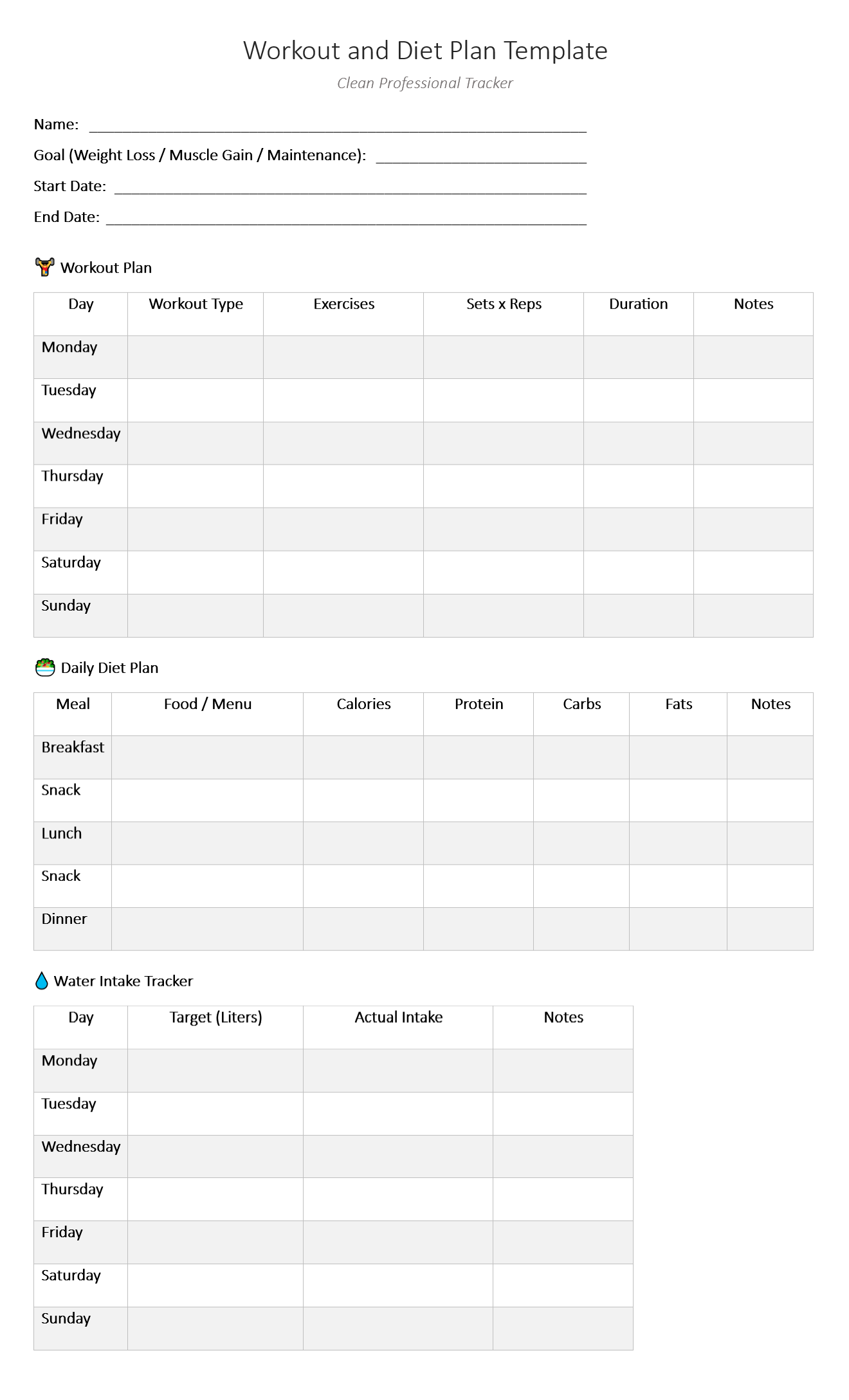 Workout and Diet Plan Template (1st Free Word Format) workout plan template, workout planner template, workout and diet plan template, workout training plan template, workout weekly plan template, gym workout plan template, fitness workout plan template, free printable workout planner template, free printable workout schedule templates