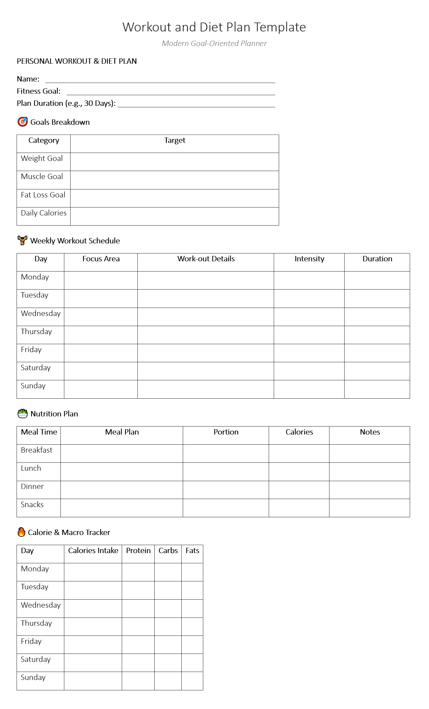 8+ POWERFUL Workout Planner Template Designs to Transform Your Fitness Routine 2 workout plan template, workout planner template, workout and diet plan template, workout training plan template, workout weekly plan template, gym workout plan template, fitness workout plan template, free printable workout planner template, free printable workout schedule templates