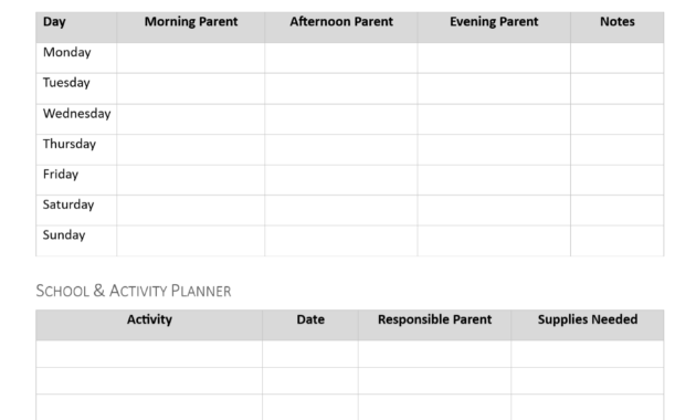 parenting plan template, parental plan template, co parenting plan template, co parenting planner template, parental leave plan template, custody parenting plan template, free printable co parenting plan